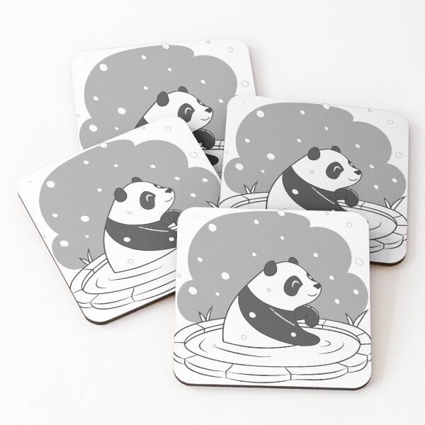 Item preview, sleepy panda soaking in hot spring under snowfall, relaxing mood designed and sold by Senglaopattern.