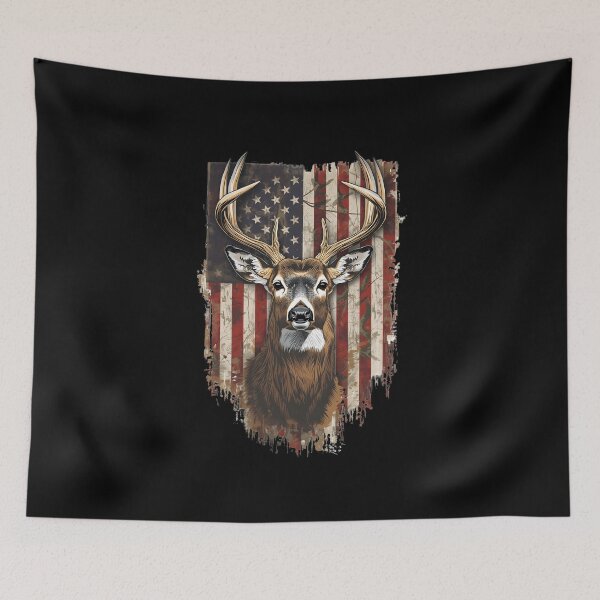 Item preview, Patriotic Whitetail Deer American Flag Hunting T Shirt designed and sold by FestivityFinds.