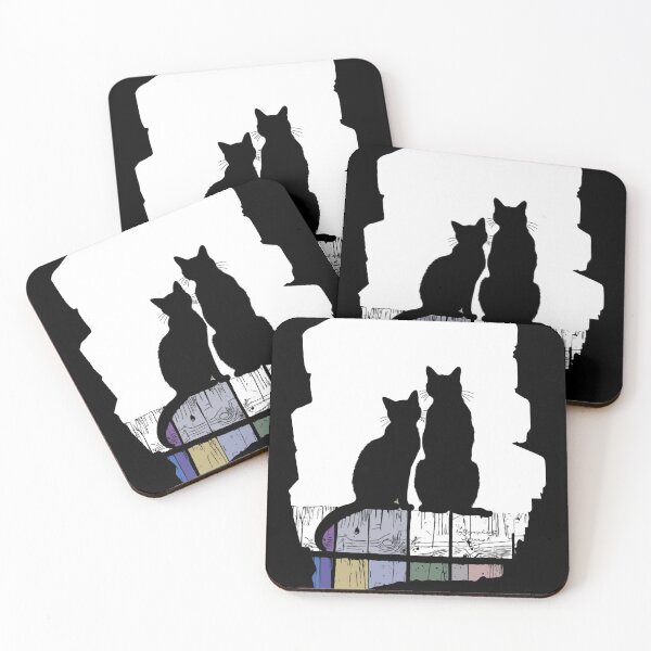 Item preview, Two Cats On A Colorful Fence designed and sold by mythographiaart.