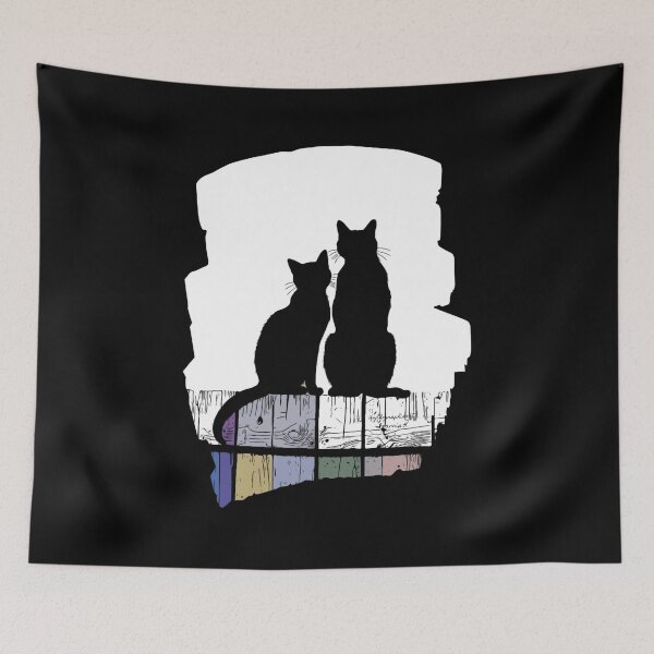 Item preview, Two Cats On A Colorful Fence designed and sold by mythographiaart.