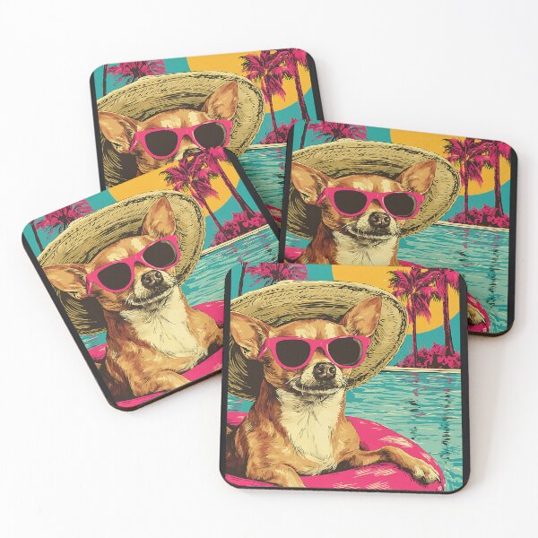Item preview, Funny Chihuahua with Sunglasses Cute Dog Tropical Pool Party designed and sold by Littermin.