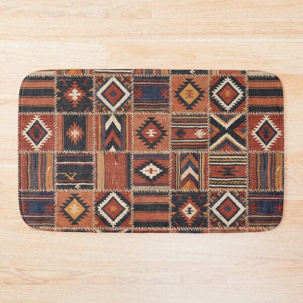 Item preview, Rustic Patchwork Kilim Geometric Tapestry designed and sold by arteresting-art.