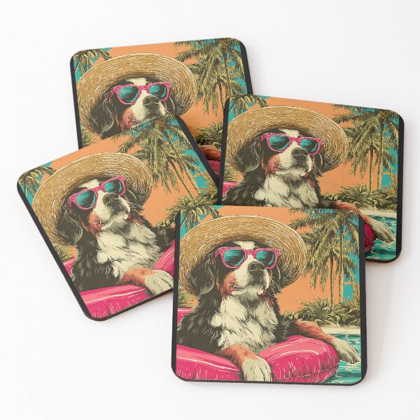 Item preview, Summer Bernese with Sunglasses Cute Dog Tropical Pool Party designed and sold by Littermin.