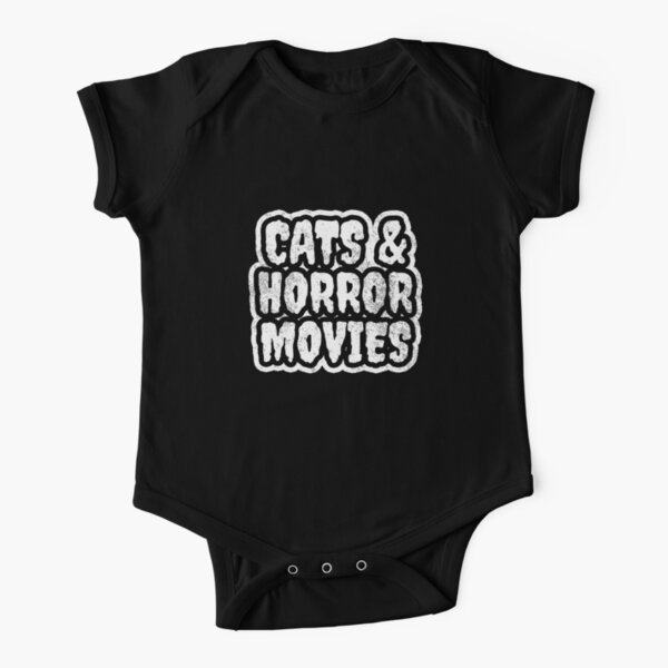 Cats and Horror Movies - Horror fan gift Short Sleeve Baby One-Piece