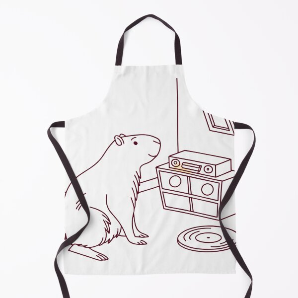 Item preview, capybara listening to vinyl records in retro apartment designed and sold by Senglaopattern.