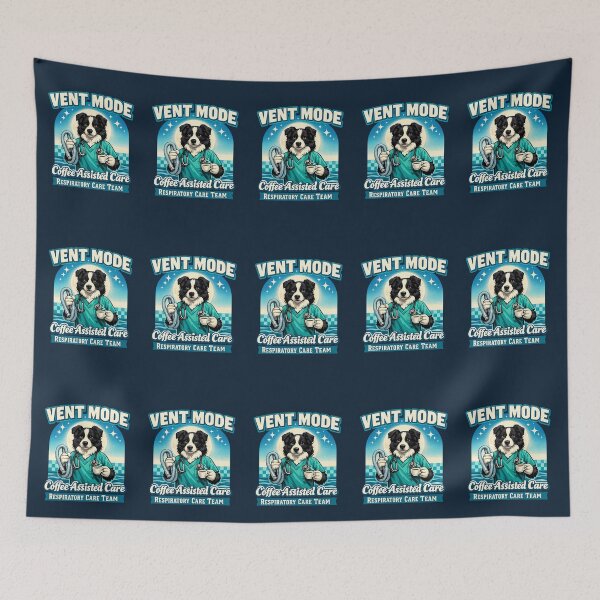 Item preview, Border Collie Respiratory Therapist Vent Mode Retro Medical Dog Shirt designed and sold by ClinicalHubs.