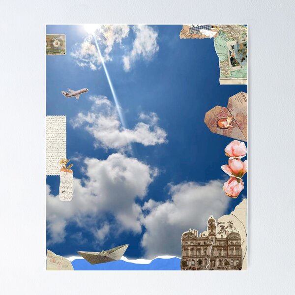 Item preview, Sunlit Wanderlust: Vintage Travel & Sky Collage designed and sold by AozoraMemories.