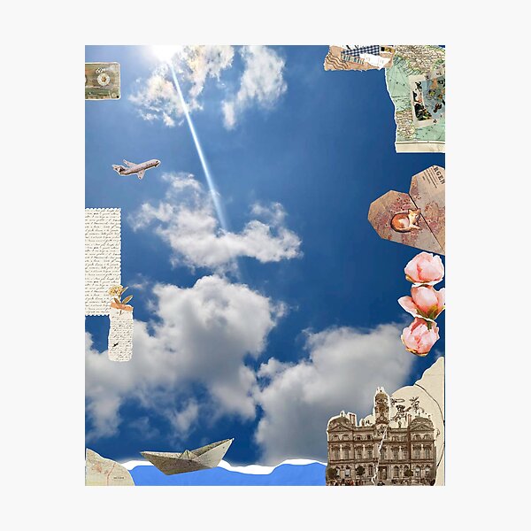 Item preview, Sunlit Wanderlust: Vintage Travel & Sky Collage designed and sold by AozoraMemories.