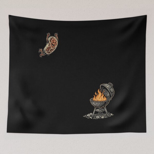 Item preview, Funny Cute Steak Jumping Into Grill Fire Summer BBQ Party Cookout designed and sold by Buzzlekrun.