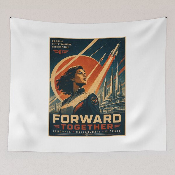 Item preview, Forward Together – Retro Futurism Space Propaganda designed and sold by Fleetwood1994.