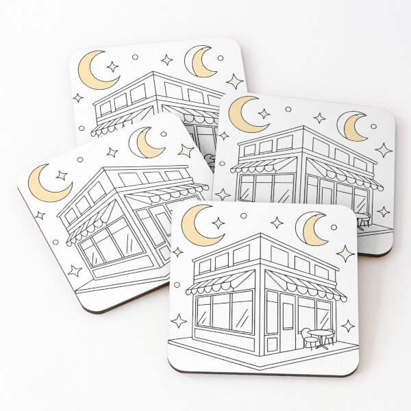Item preview, dreamy moon cafe with celestial decorations and warm lights designed and sold by Senglaopattern.