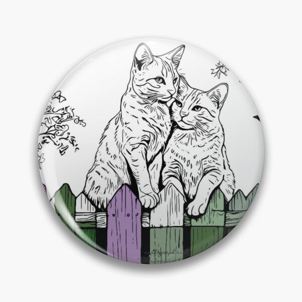 Item preview, Feline Duo on a Garden Fence designed and sold by mythographiaart.