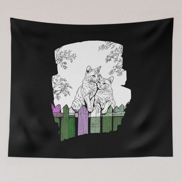 Item preview, Feline Duo on a Garden Fence designed and sold by mythographiaart.