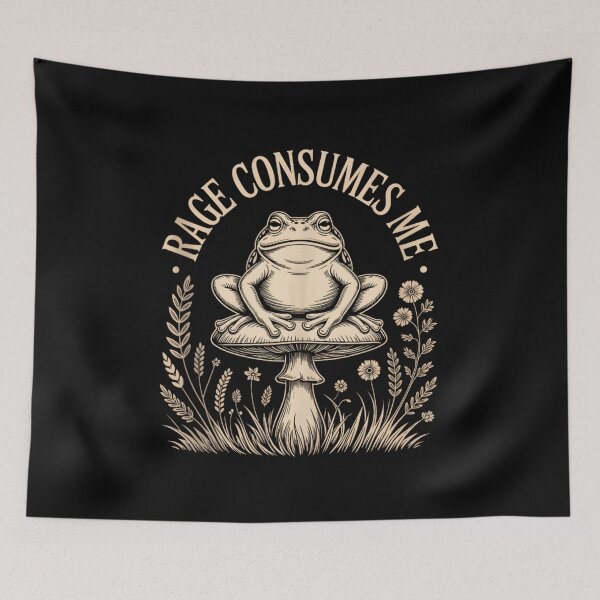 Item preview, Rage Consumes Me Cottagecore Frog On Mushroom Angry Toad Vintage Aesthetic designed and sold by WumbleDoor.