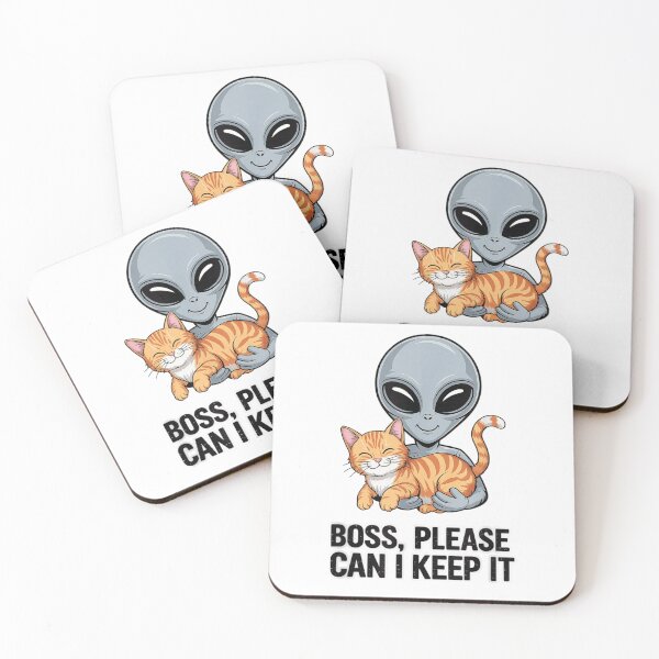 Item preview, Cute Alien Holding Ginger Cat Boss Please Can I Keep It designed and sold by WumbleDoor.