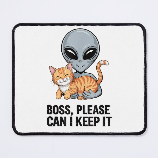 Item preview, Cute Alien Holding Ginger Cat Boss Please Can I Keep It designed and sold by WumbleDoor.