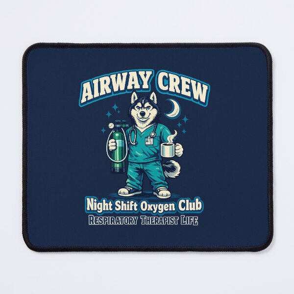 Item preview, Funny Husky Respiratory Therapist Shirt Airway Crew Night Shift Oxygen Club RT Gift Cosmic Healthcare Mascot Tee designed and sold by ClinicalHubs.