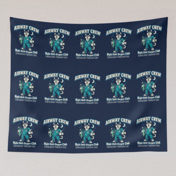 Item preview, Funny Husky Respiratory Therapist Shirt Airway Crew Night Shift Oxygen Club RT Gift Cosmic Healthcare Mascot Tee designed and sold by ClinicalHubs.