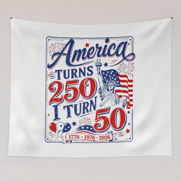 Item preview, Vintage 50th Birthday America Turns 250 I Turn 50 Patriotic designed and sold by schoolofbullies.