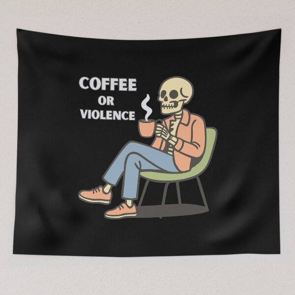 Item preview, coffee or violence simple classic design designed and sold by OldSkullDesigns.