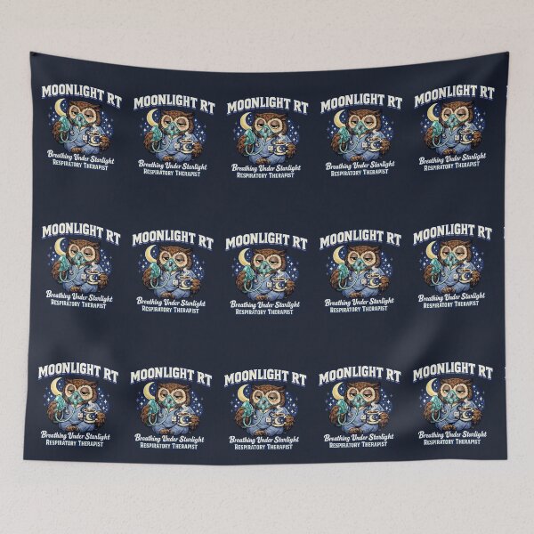 Item preview, Moonlight RT Owl Respiratory Therapist Night Shift Cute Retro Healthcare T-Shirt designed and sold by ClinicalHubs.
