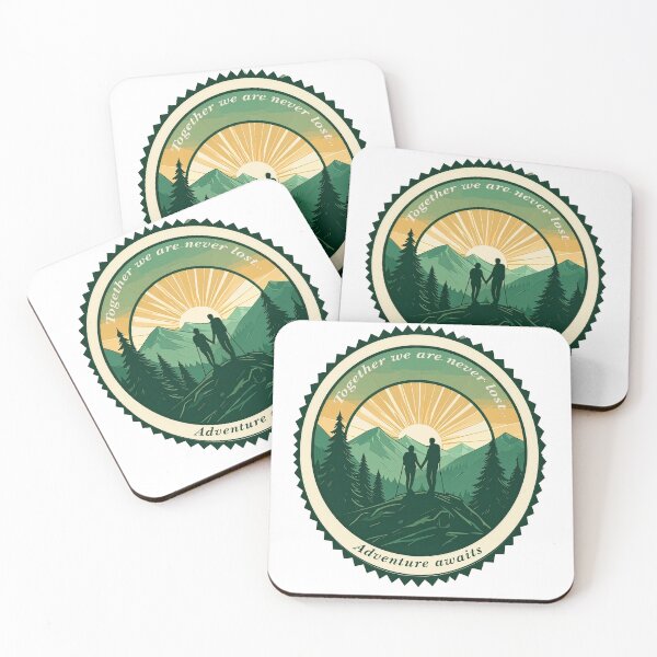 Item preview, Together we are never lost couple hiking badge sunset mountain print designed and sold by icemanphotos.
