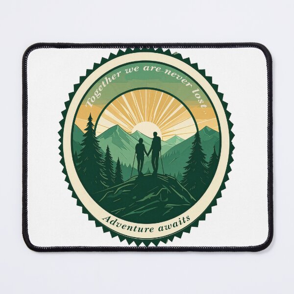 Item preview, Together we are never lost couple hiking badge sunset mountain print designed and sold by icemanphotos.