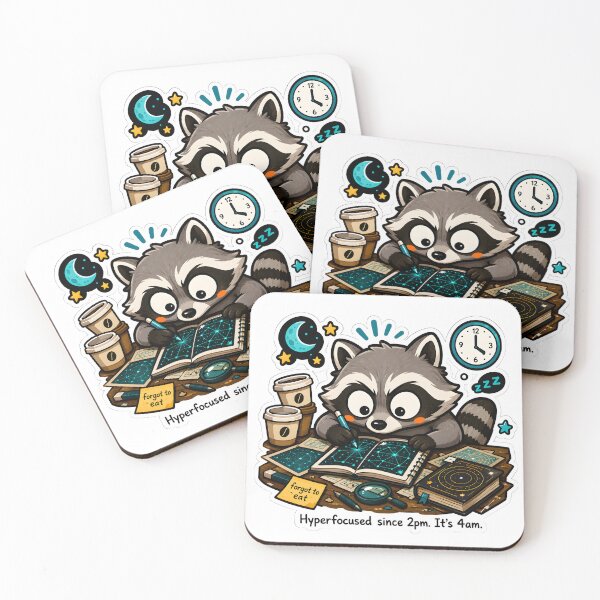 Item preview, Hyperfocus Raccoon Sticker – Funny ADHD Hyperfixation Gift for Neurodivergent Adults designed and sold by Martin's_Design.