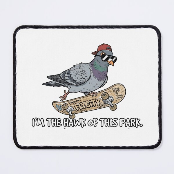 Item preview, The Hawk of the Park – Funny Skateboarding Pigeon Doodle designed and sold by VelvetDoodleCo.