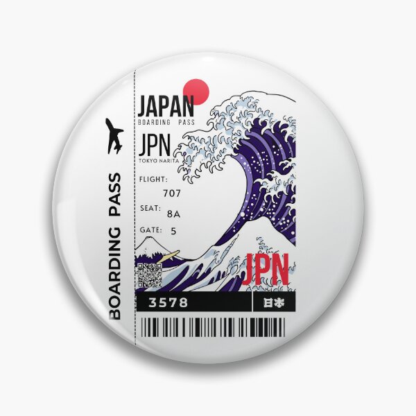 Item preview, Japanese Boarding Pass Tsunami Wave Stylized designed and sold by InkWhirl.