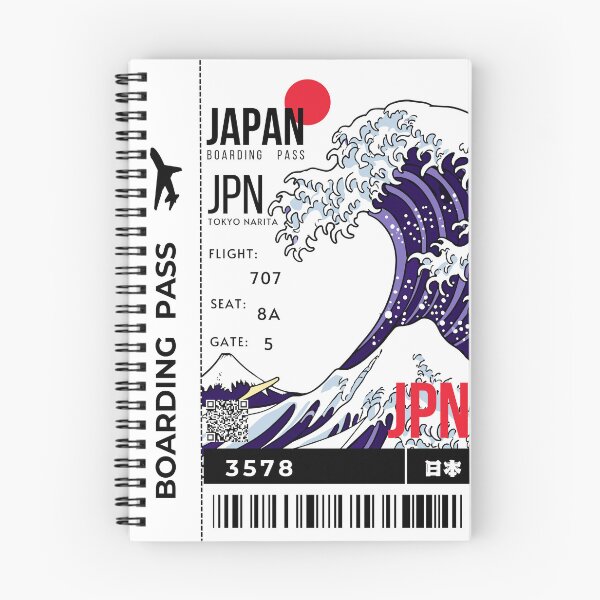 Item preview, Japanese Boarding Pass Tsunami Wave Stylized designed and sold by InkWhirl.