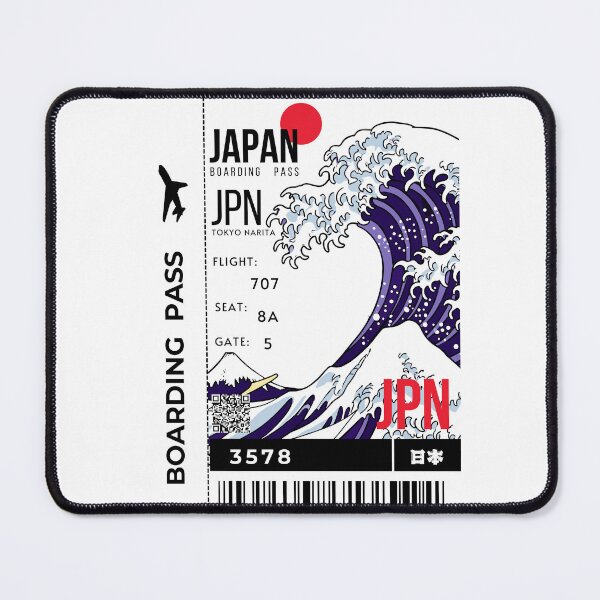 Item preview, Japanese Boarding Pass Tsunami Wave Stylized designed and sold by InkWhirl.