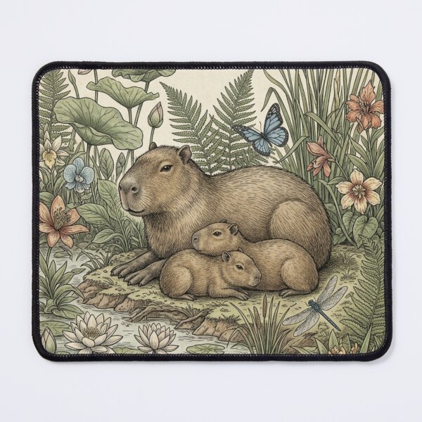 Item preview, Capybara Family Illustration designed and sold by CalmCapy Co.