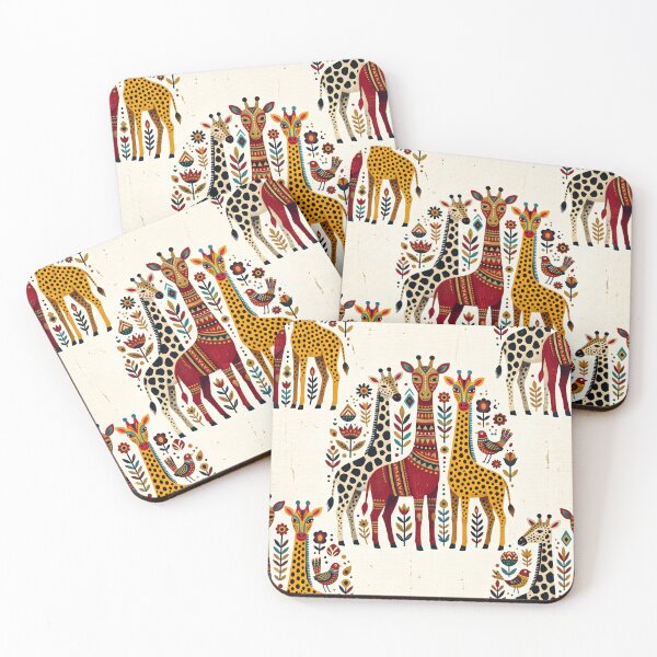 Item preview, Vibrant Folk Art Giraffe Pattern designed and sold by SplashTastic.