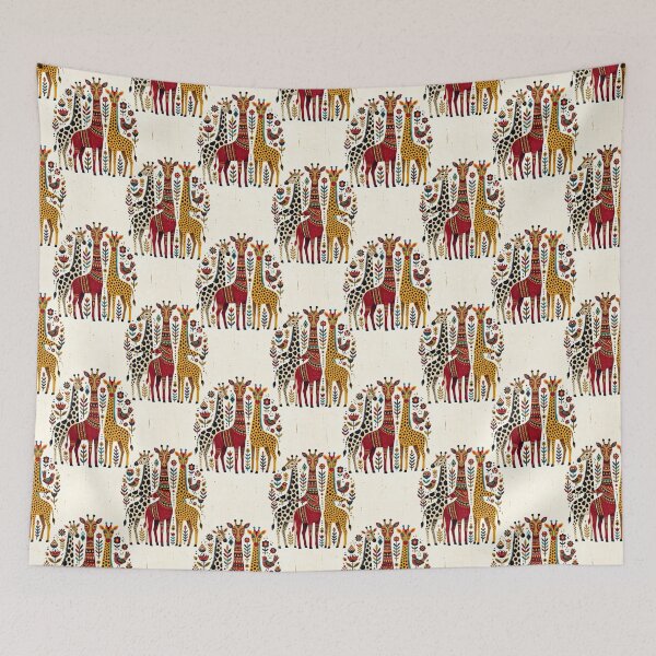 Item preview, Vibrant Folk Art Giraffe Pattern designed and sold by SplashTastic.