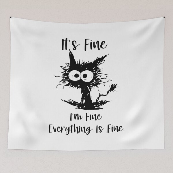 Item preview, It's Fine I'm Fine Everything Is Fine Cat Tee designed and sold by SoyLamderma.