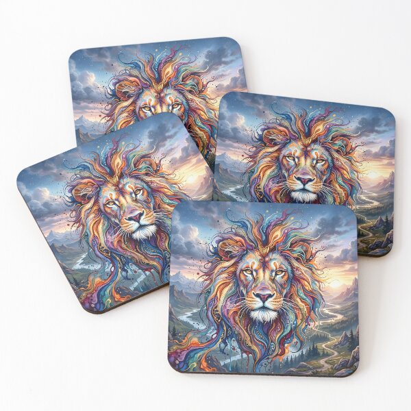 Item preview, Colored lion head with ink flow designed and sold by Marcu Ioachim.