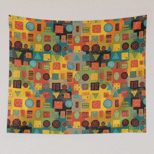 Item preview, Playful Geometric Stamp Patchwork Seamless designed and sold by SplashTastic.