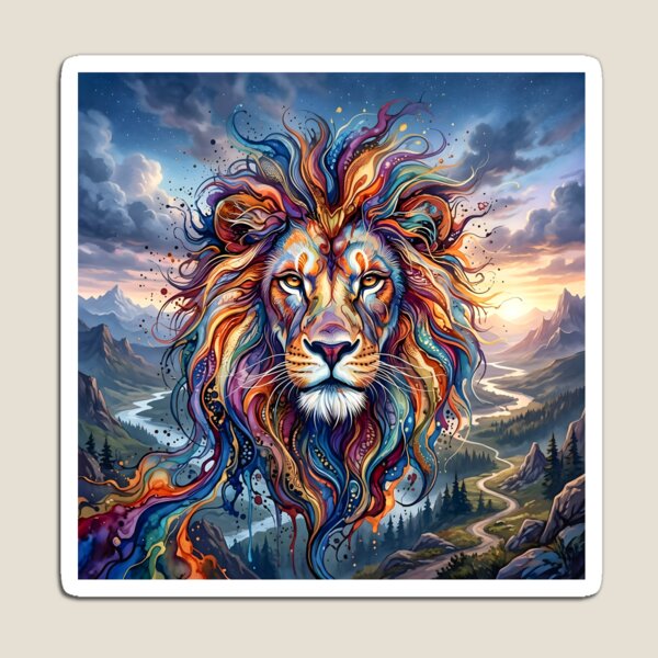 Item preview, Colored lion head with ink flow designed and sold by Marcu Ioachim.