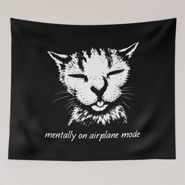 Item preview, Mentally On Airplane Mode Sleepy Cat Funny Meme designed and sold by station-one.