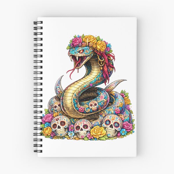 Item preview, Colorful skull cobra with flowers designed and sold by WonderPiks.