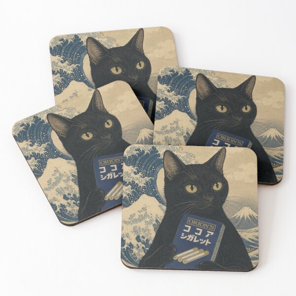 Item preview, The Great Wave of Cocoa Cigarettes: Vintage Black Cat designed and sold by Komatoya.