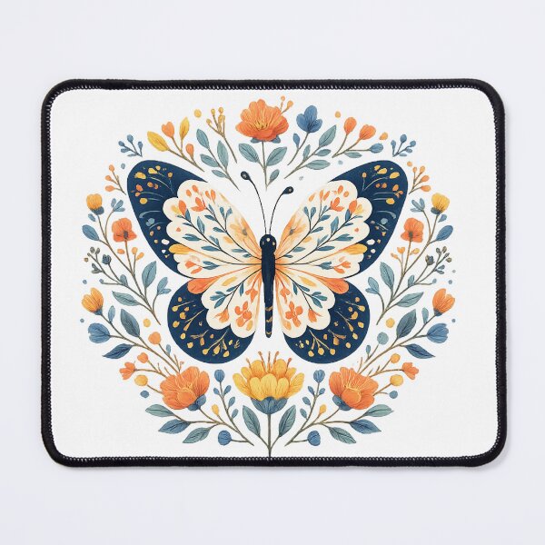Item preview, Botanical Folk Art Butterfly - Cute Floral Summer Wreath Art designed and sold by myforestfog.