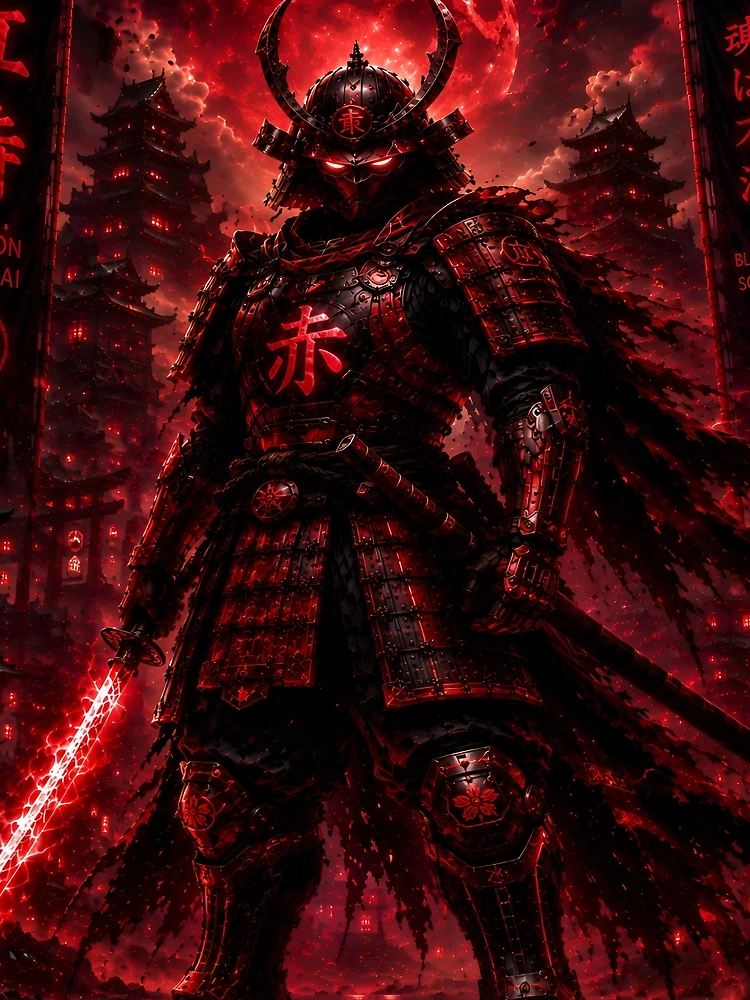 Thumbnail 3 of 3, Scarf, Crimson Samurai designed and sold by RiteshCenter .