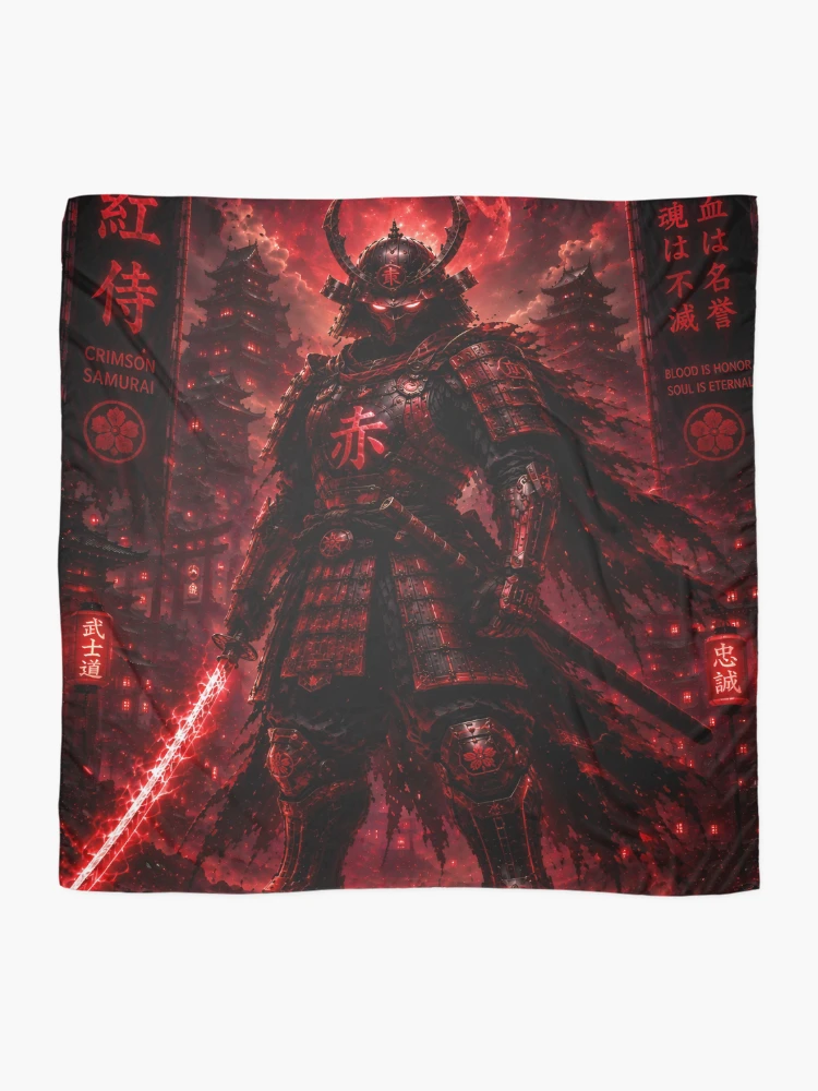 Thumbnail 2 of 3, Scarf, Crimson Samurai designed and sold by RiteshCenter .