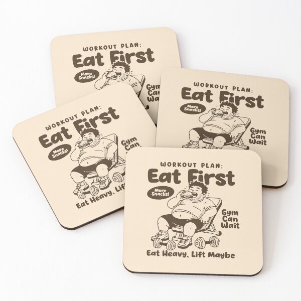 Item preview, Workout Plan: Eat First Funny Gym Shirt Design | Chubby Burger Lover Cartoon Tee | Gym Can Wait Humor Illustration designed and sold by adipra.