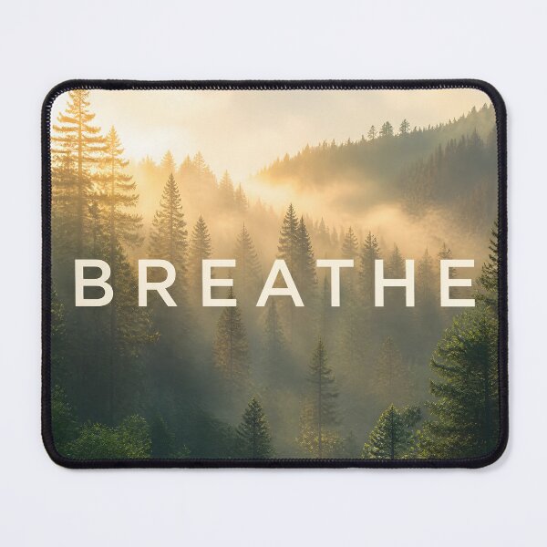 Item preview, Breathe Misty Pine Forest Biophilic Typography designed and sold by Glitchart66.