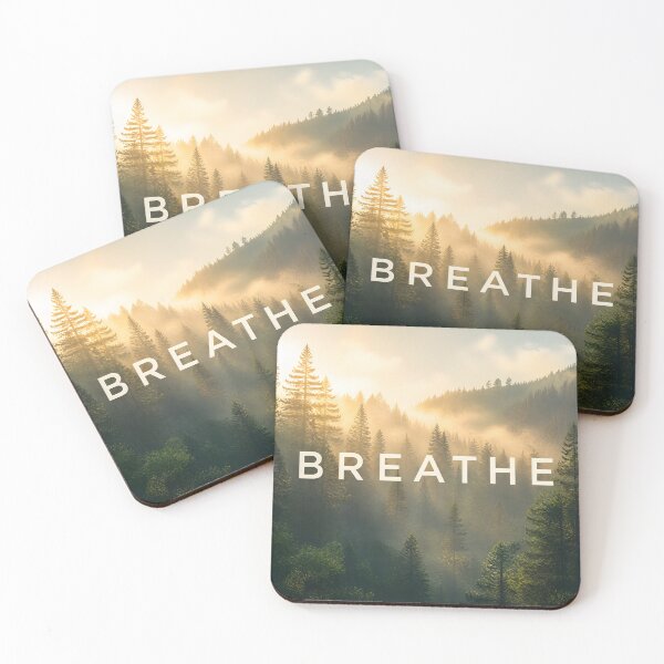 Item preview, Breathe Misty Pine Forest Biophilic Typography designed and sold by Glitchart66.