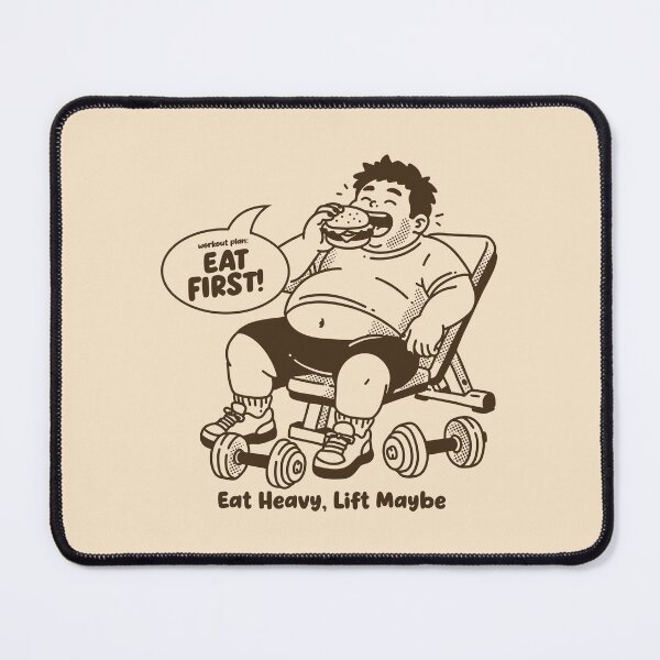 Item preview, Workout Plan: Eat First Funny Gym Shirt Design | Chubby Burger Lover Cartoon Tee | Gym Can Wait Humor Illustration designed and sold by adipra.