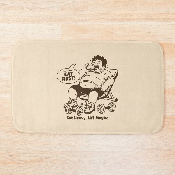 Item preview, Workout Plan: Eat First Funny Gym Shirt Design | Chubby Burger Lover Cartoon Tee | Gym Can Wait Humor Illustration designed and sold by adipra.